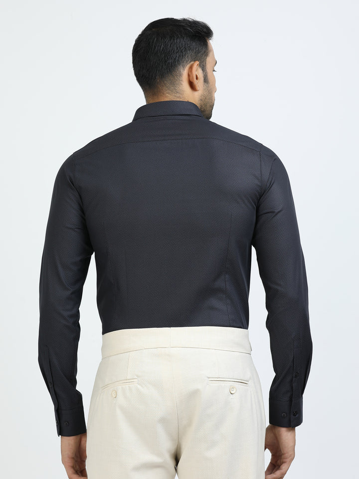 Navy Self Design Giza Shirt