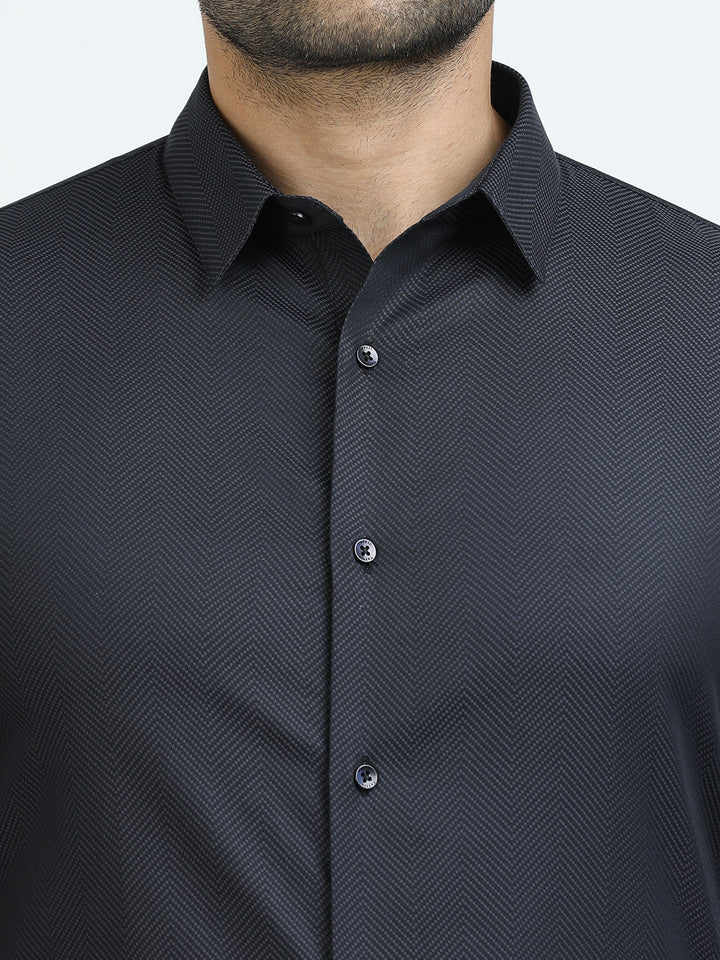 Navy Self Design Giza Shirt