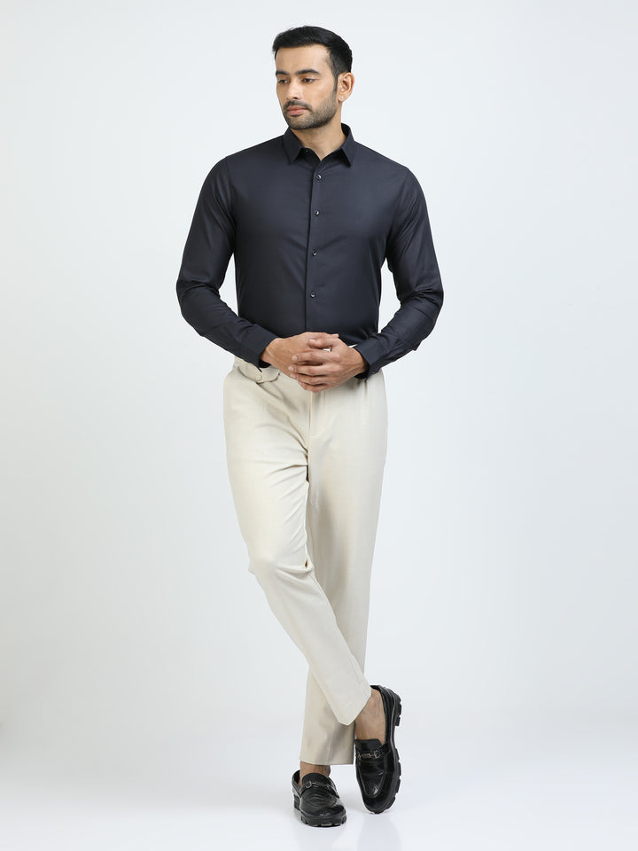 Navy Self Design Giza Shirt