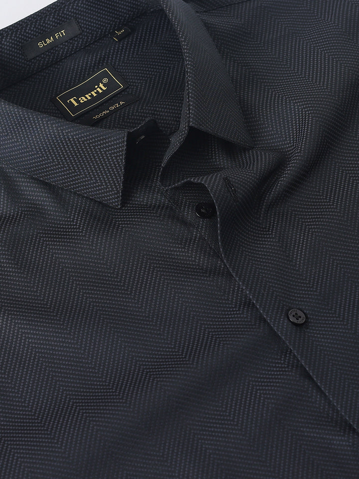 Navy Self Design Giza Shirt