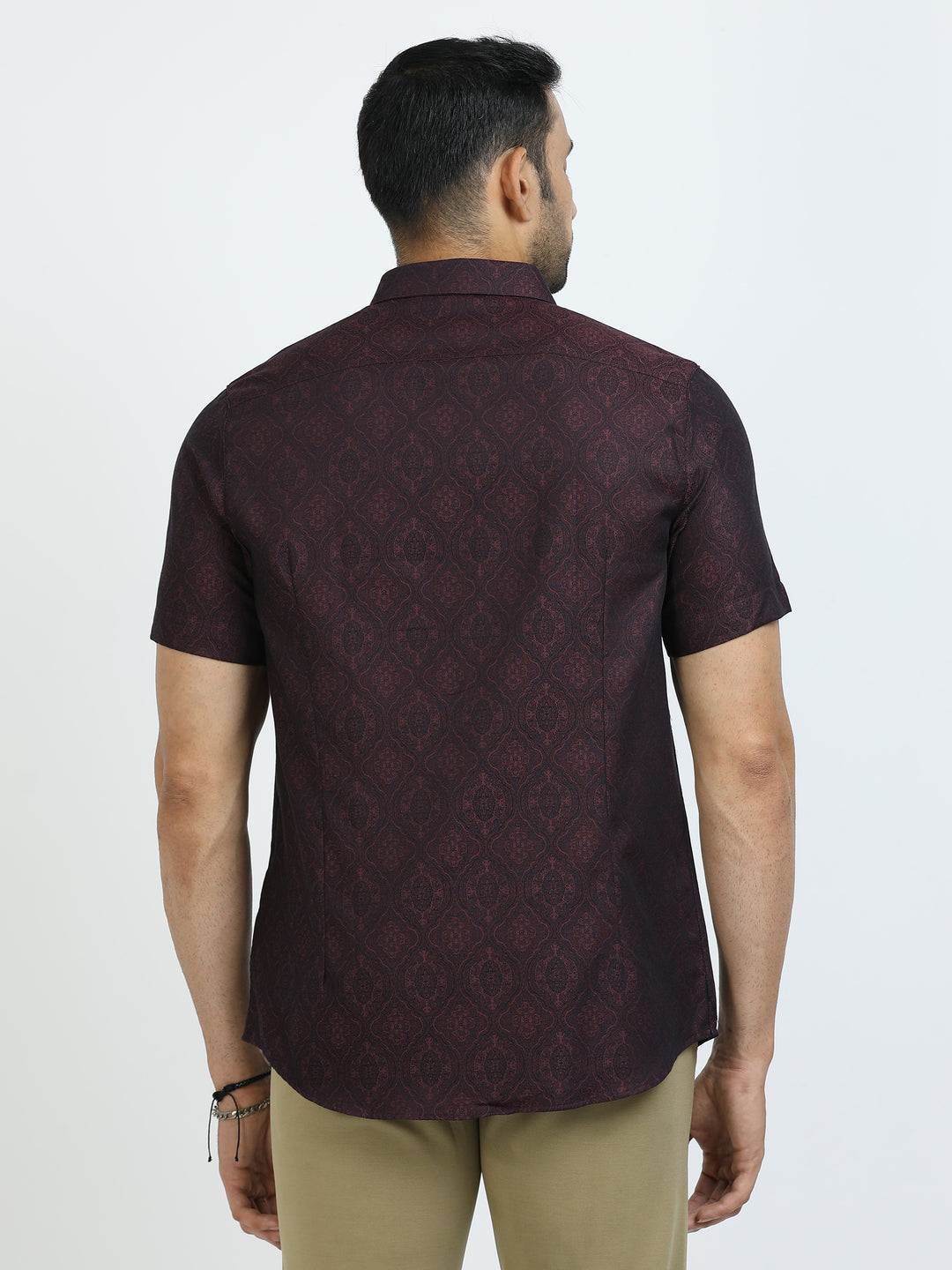Maroon Leaf Jacquard Shirt