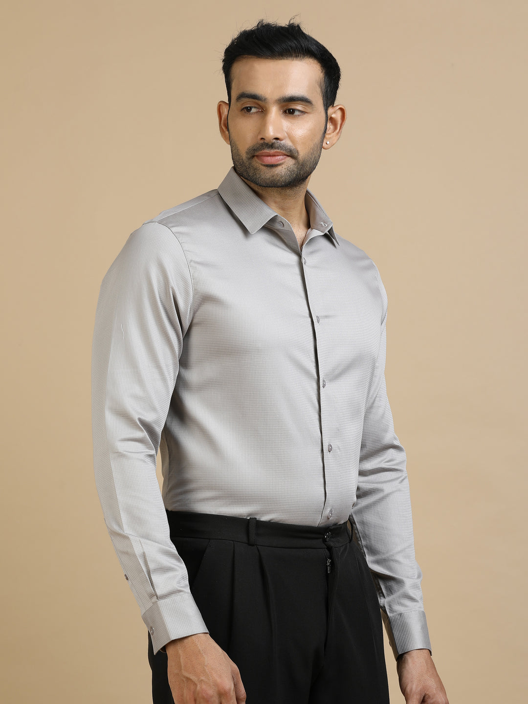 Lite Grey Checked Giza Shirt