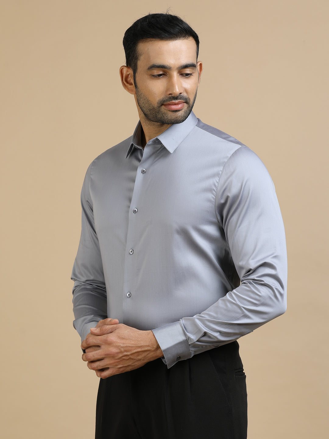 Gray Giza Cotton Shirt