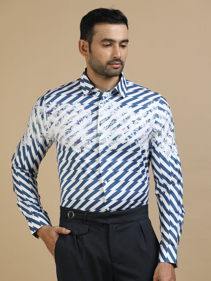 Zig Zag Blue Giza Shirt
