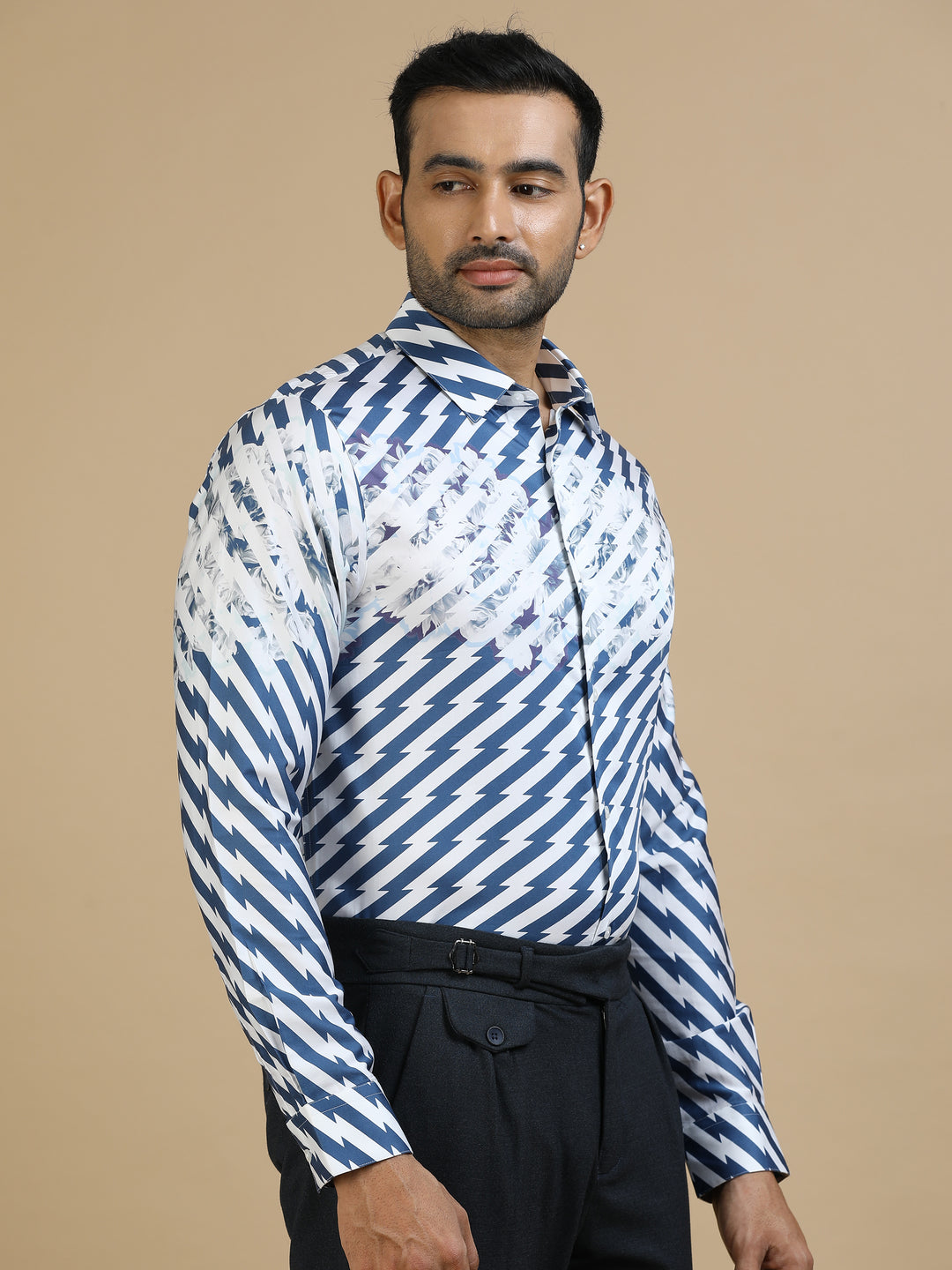 Zig Zag Blue Giza Shirt