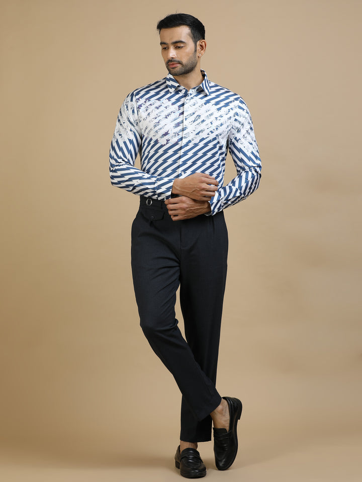 Zig Zag Blue Giza Shirt