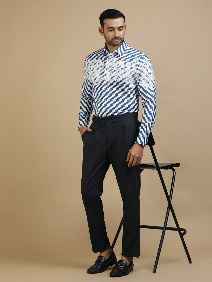 Zig Zag Blue Giza Shirt