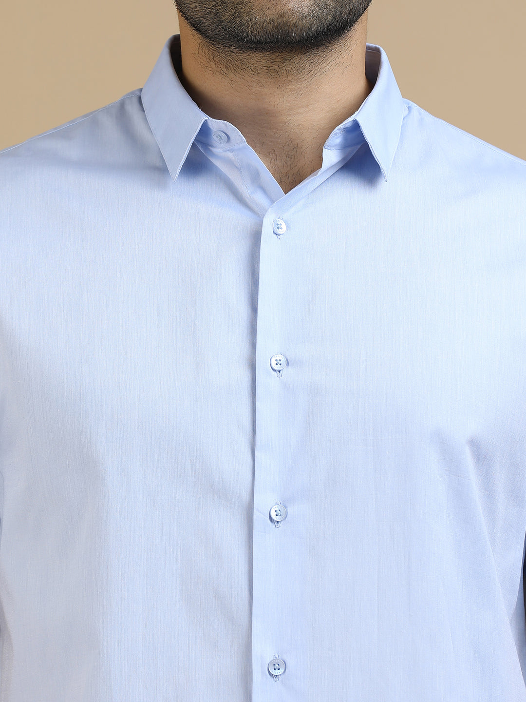 Solid Blue Giza Cotton Shirt