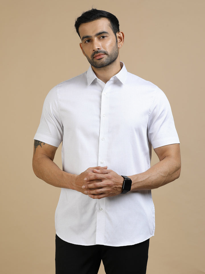 White Checked Giza Cotton Shirt
