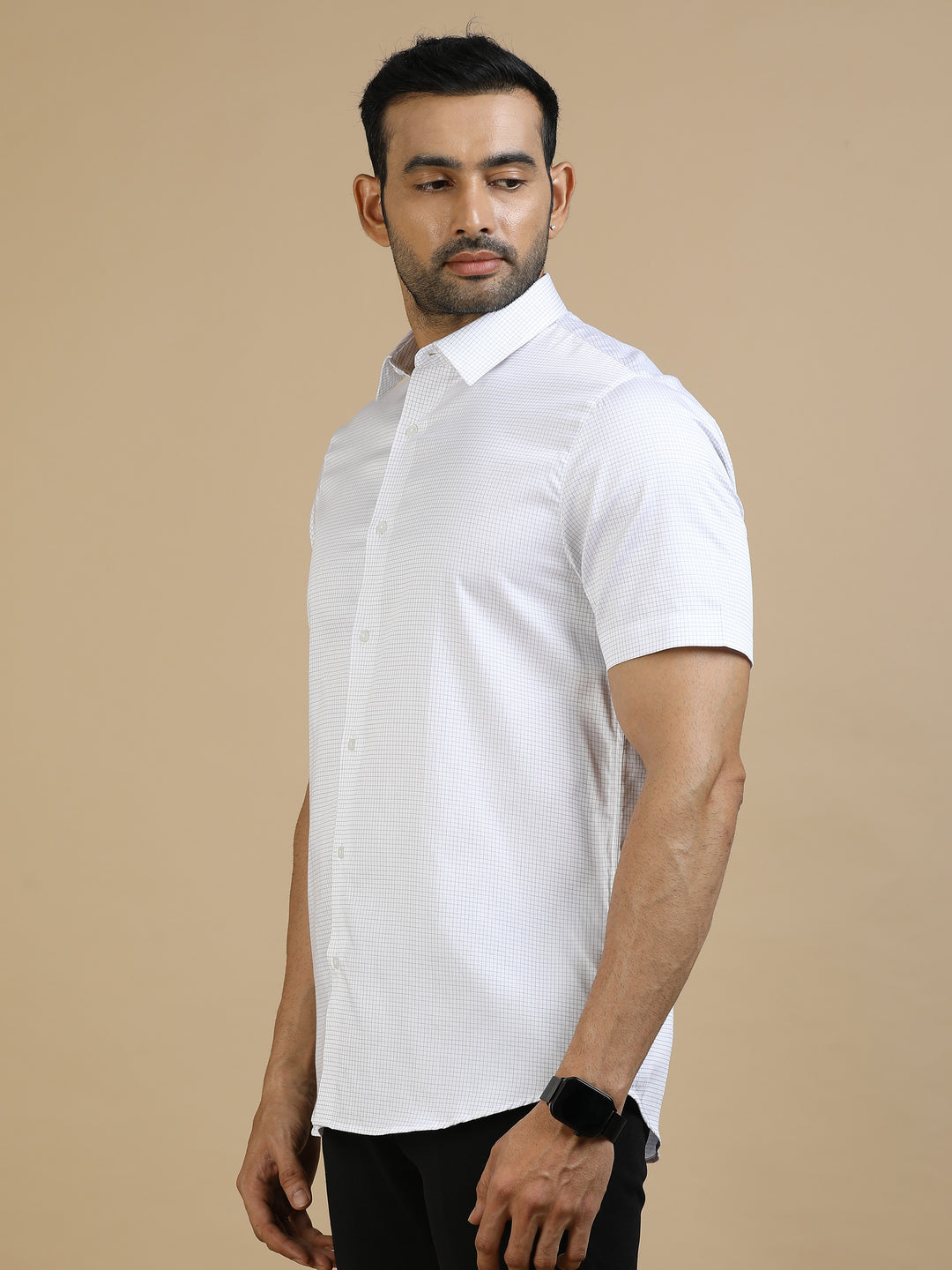 White Checked Giza Cotton Shirt