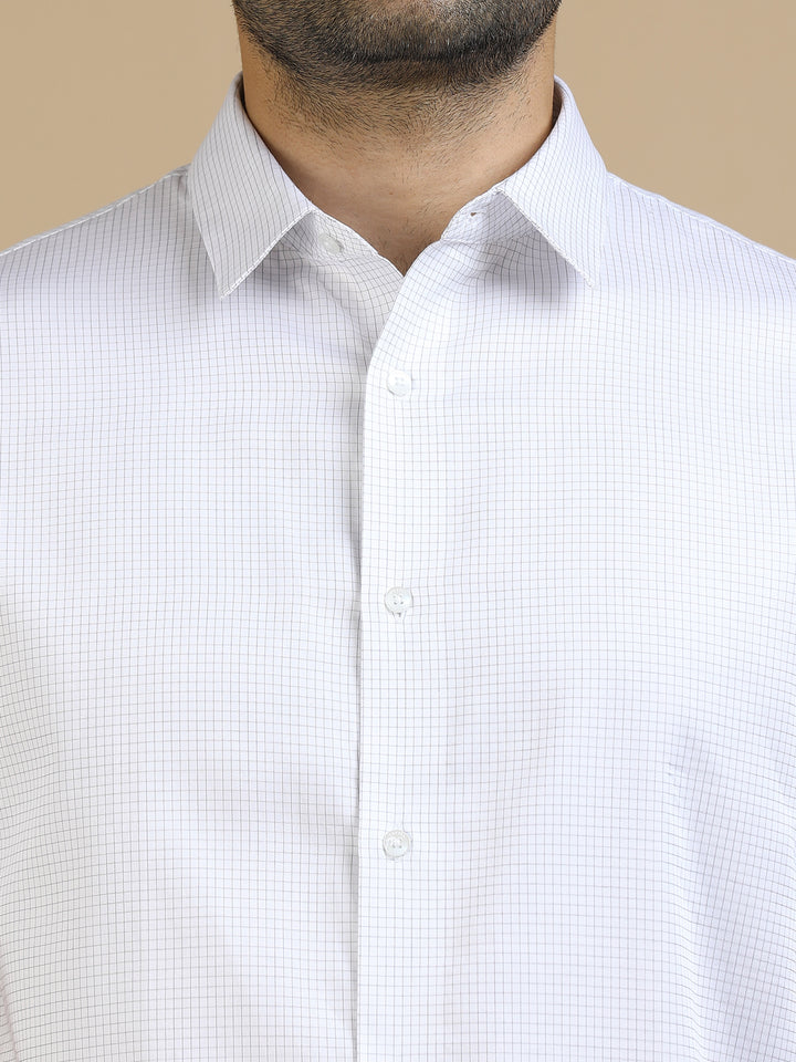 White Checked Giza Cotton Shirt