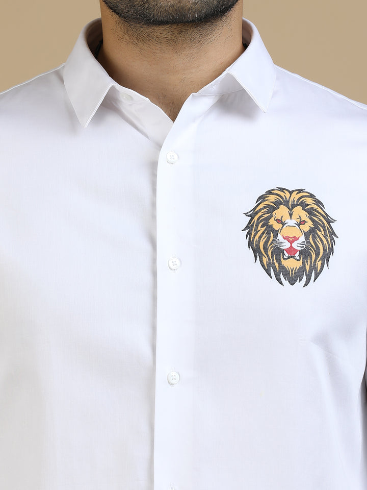 White Lion Jacquard Shirt