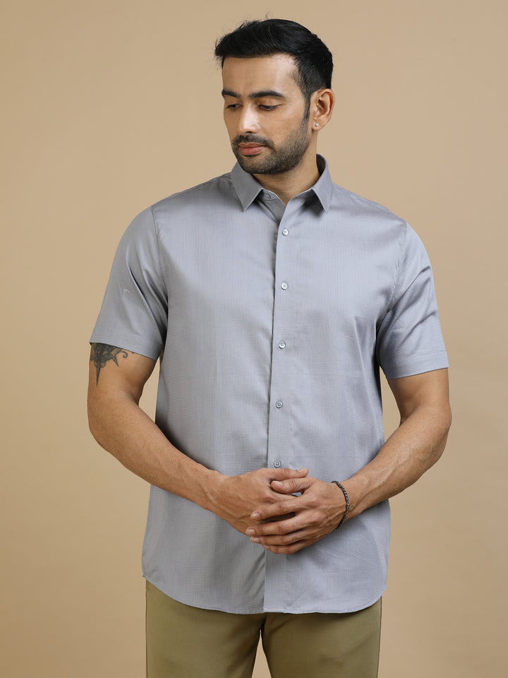 Grey Checked Giza cotton Shirt