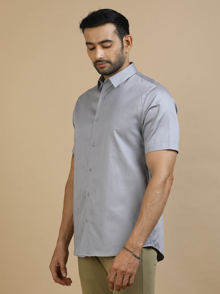 Grey Checked Giza cotton Shirt