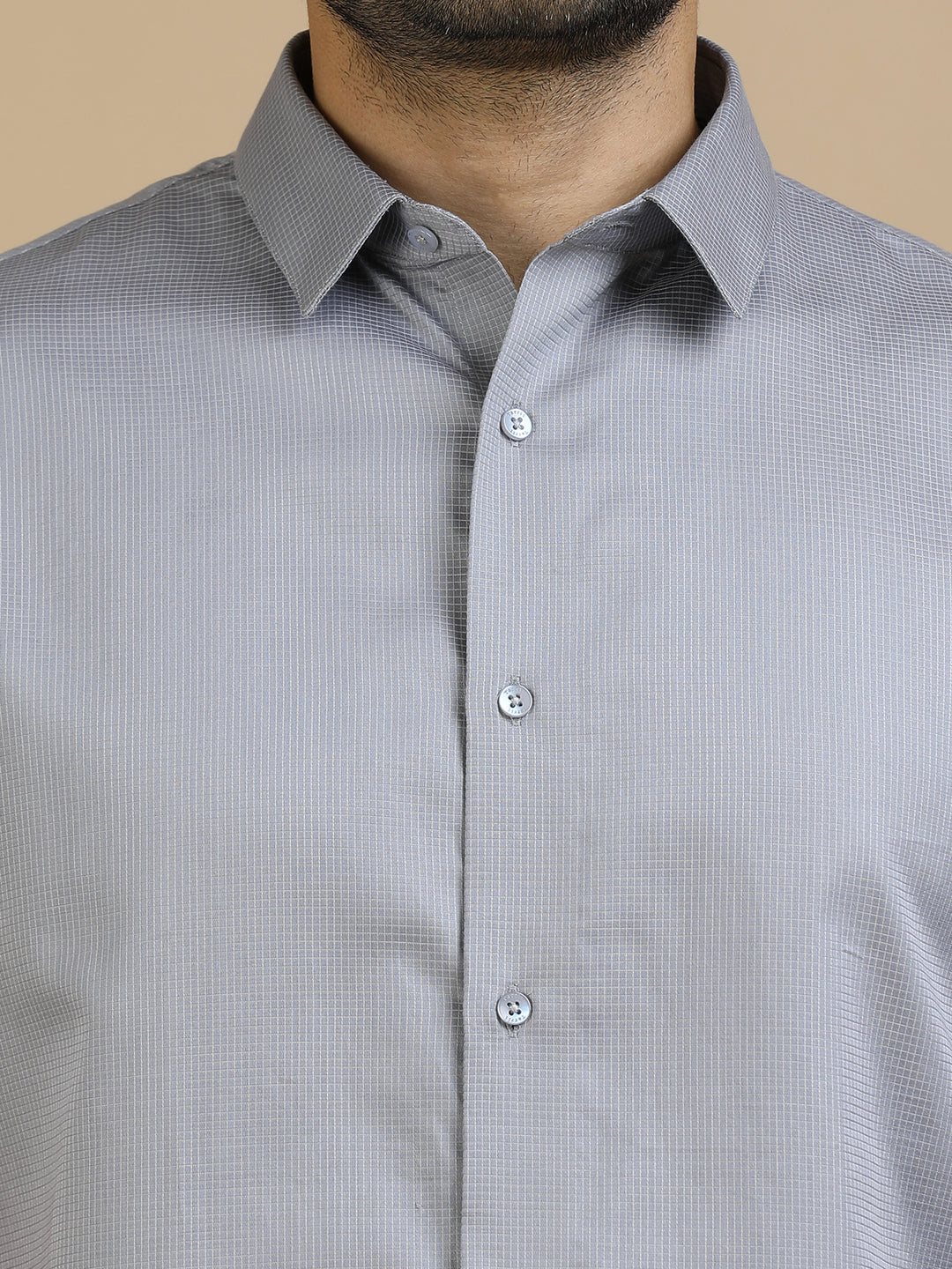 Grey Checked Giza cotton Shirt