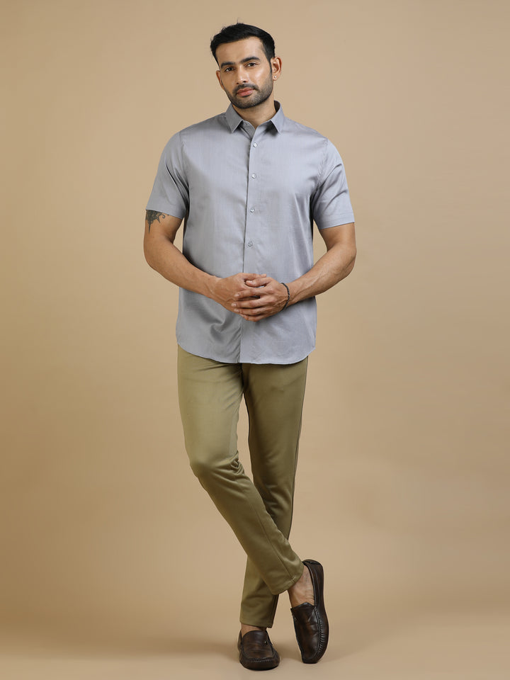 Grey Checked Giza cotton Shirt