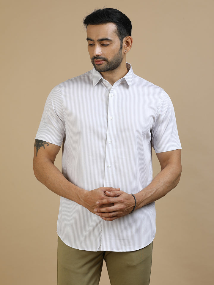 Grey Vertical Stripe Giza Shirt