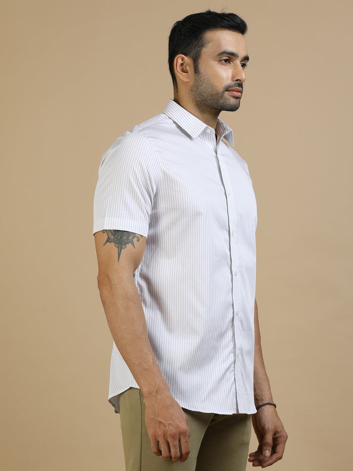Grey Vertical Stripe Giza Shirt