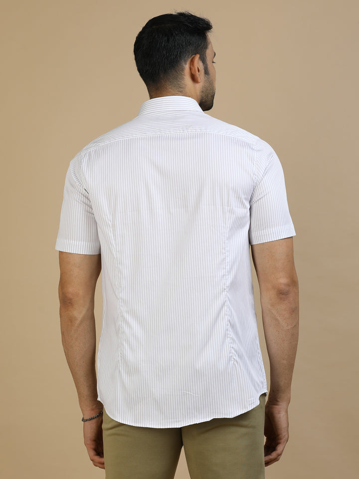 Grey Vertical Stripe Giza Shirt