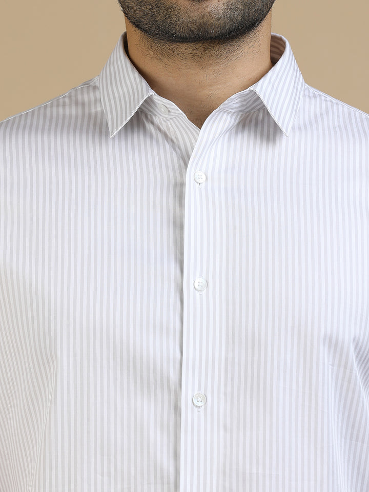Grey Vertical Stripe Giza Shirt