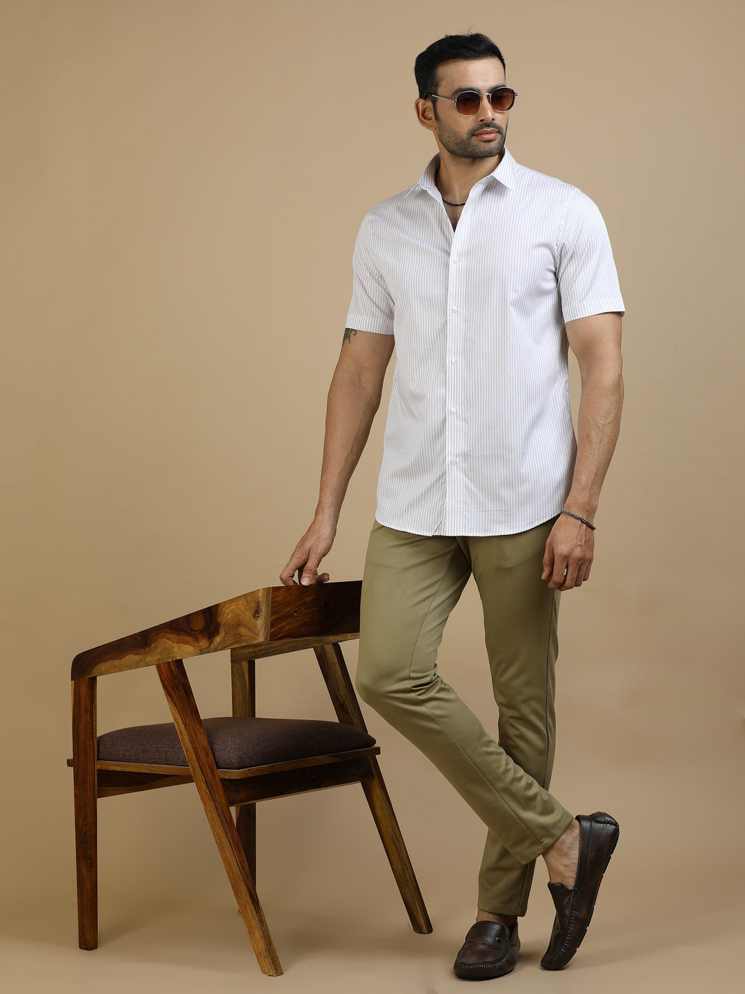 Grey Vertical Stripe Giza Shirt