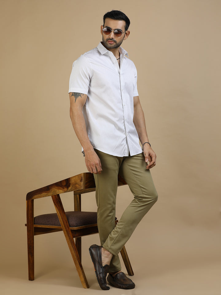 Grey Vertical Stripe Giza Shirt