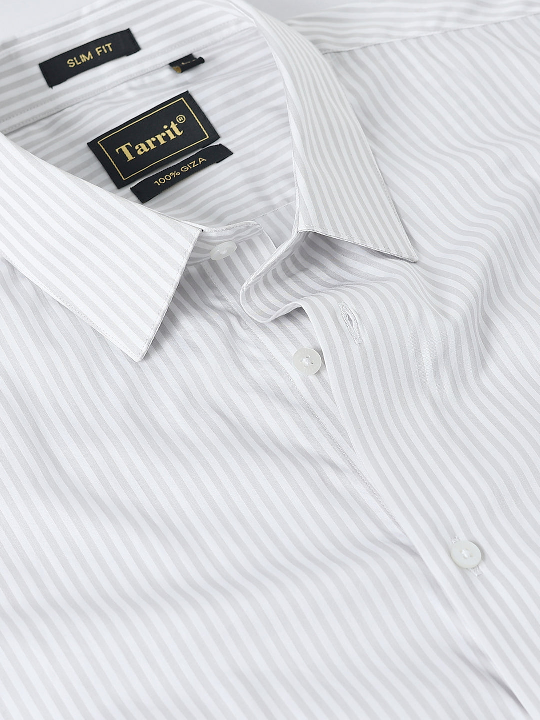 Grey Vertical Stripe Giza Shirt