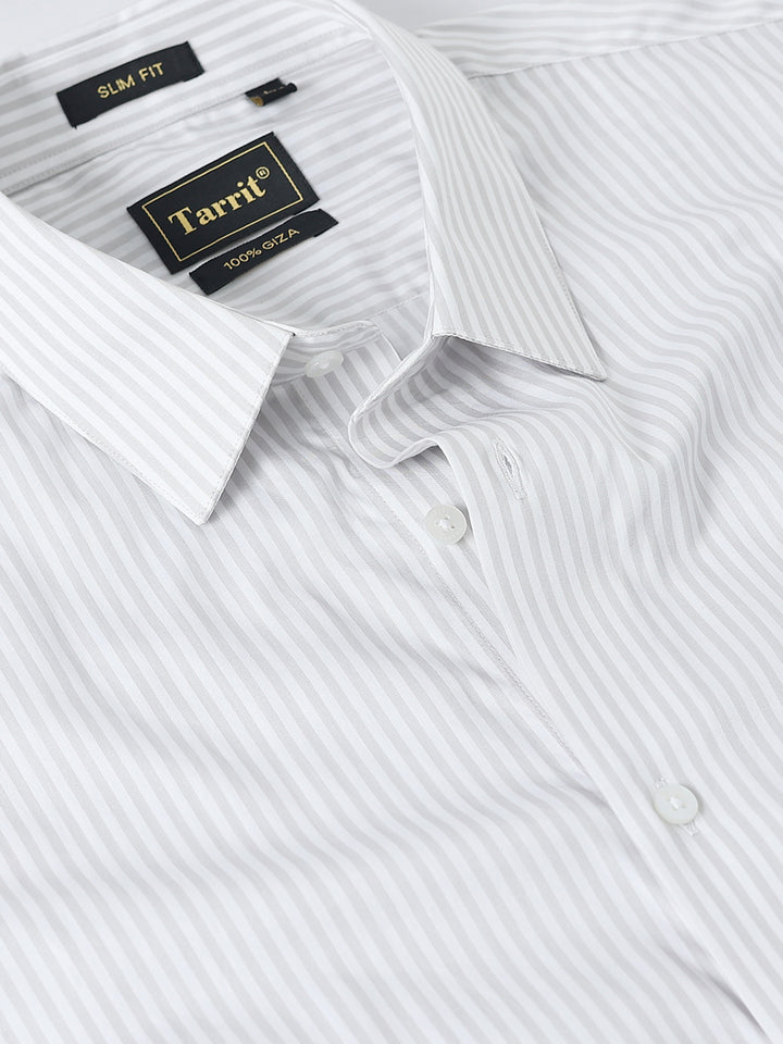 Grey Vertical Stripe Giza Shirt