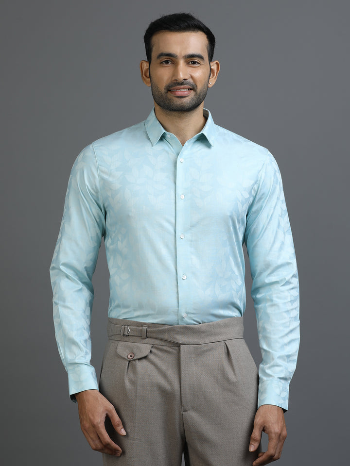 Ice Blue Jacquard Giza Shirt