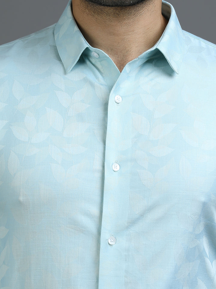 Ice Blue Jacquard Giza Shirt