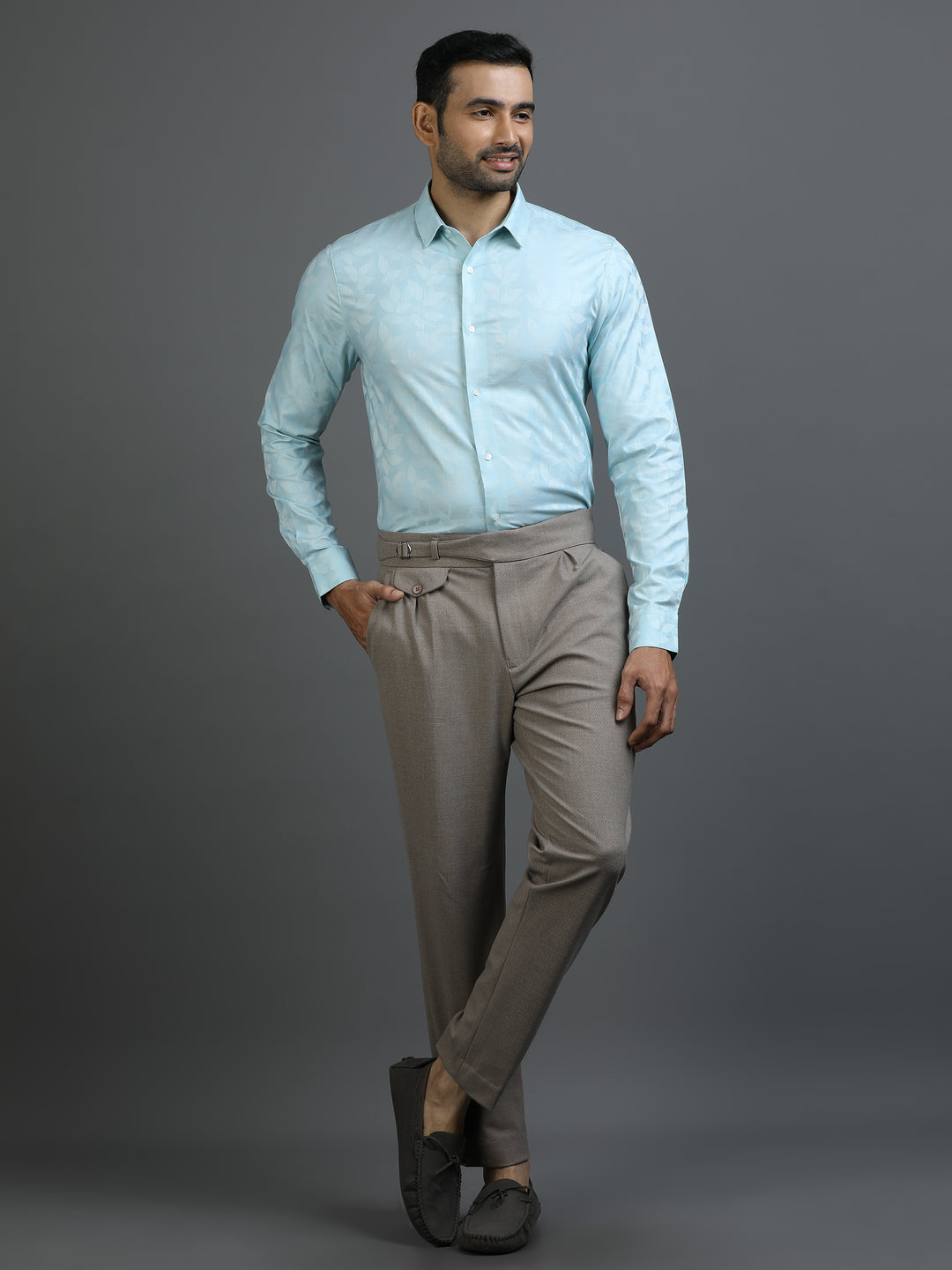 Ice Blue Jacquard Giza Shirt