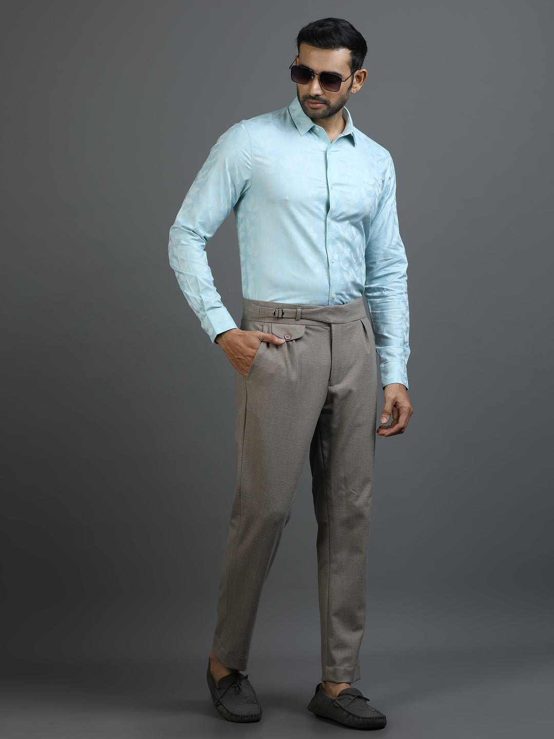 Ice Blue Jacquard Giza Shirt