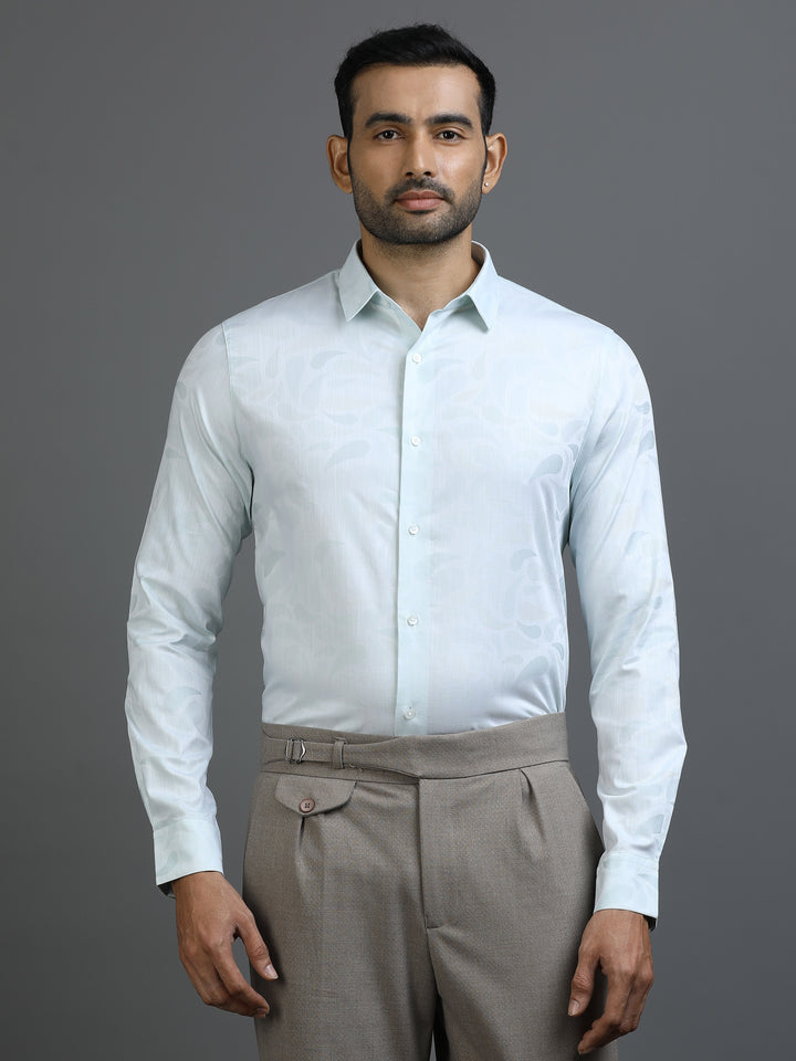 Mint Green Jacquard Giza Shirt