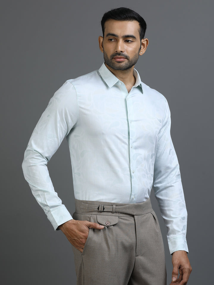 Mint Green Jacquard Giza Shirt