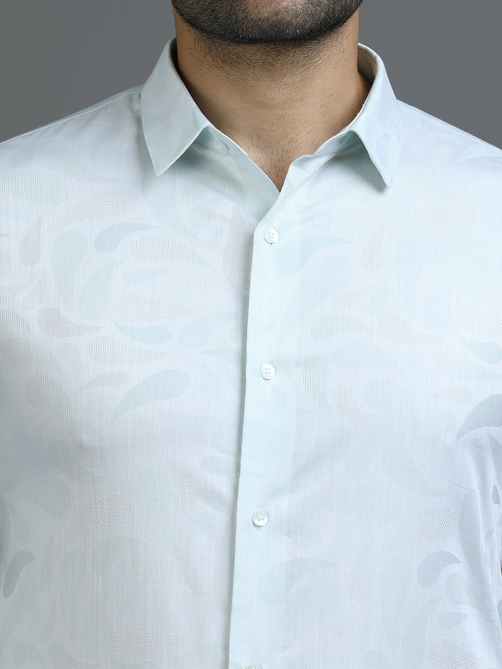 Mint Green Jacquard Giza Shirt