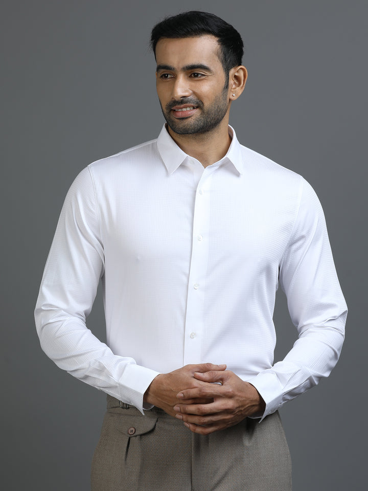 White Textured Giza Shirt