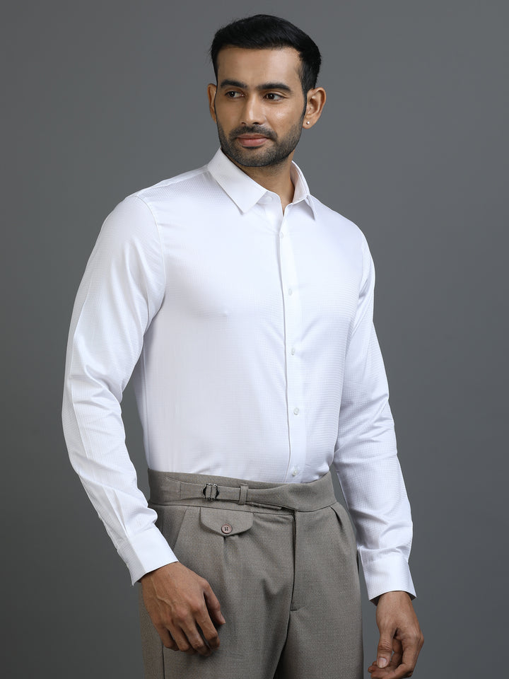 White Textured Giza Shirt