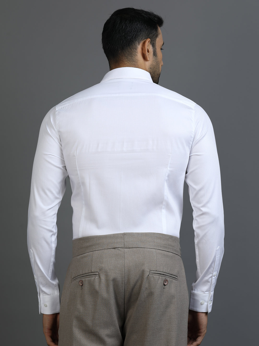 White Textured Giza Shirt