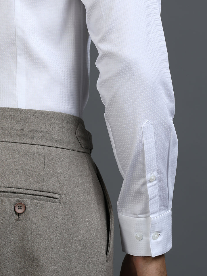 White Textured Giza Shirt