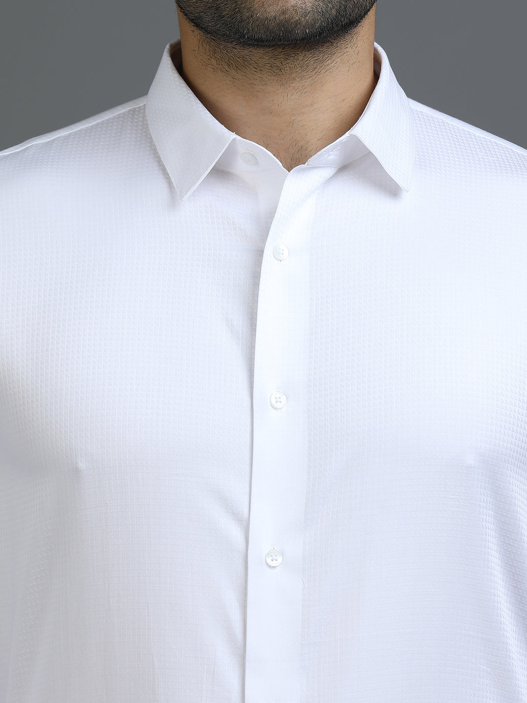 White Textured Giza Shirt