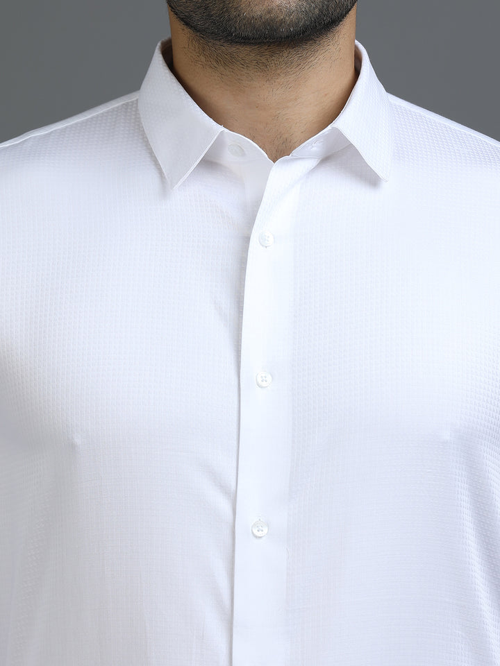 White Textured Giza Shirt