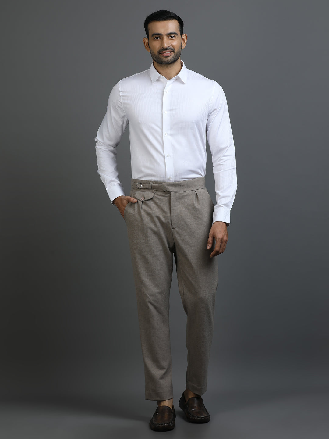 White Textured Giza Shirt