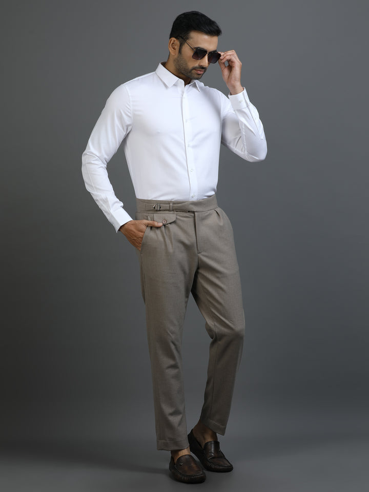 White Textured Giza Shirt