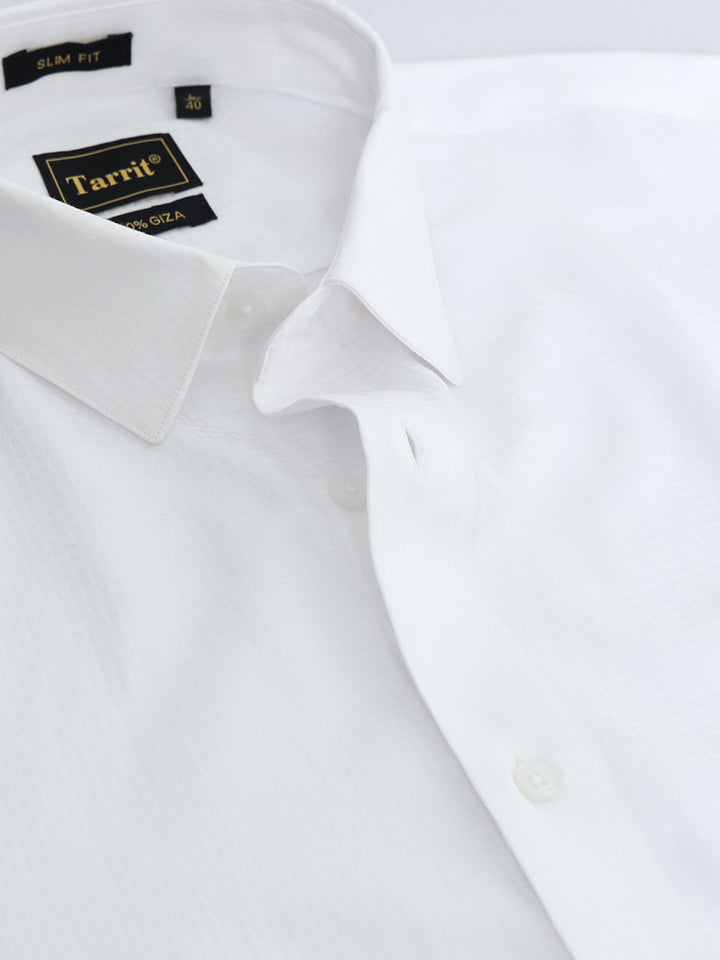 White Textured Giza Shirt
