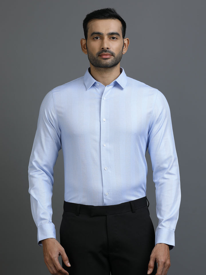 Blue Patterned Giza Shirt