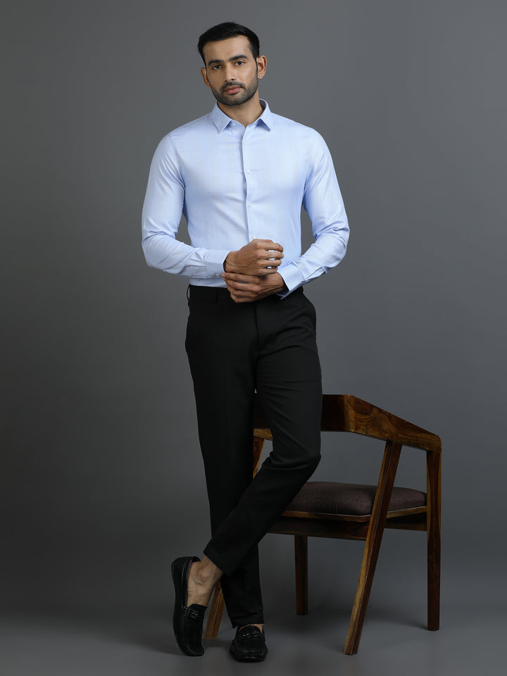 Blue Patterned Giza Shirt