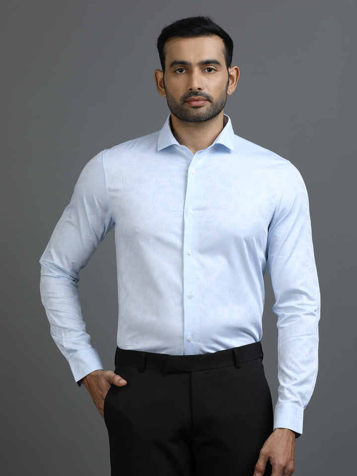 Blue Jacquard Giza Shirt
