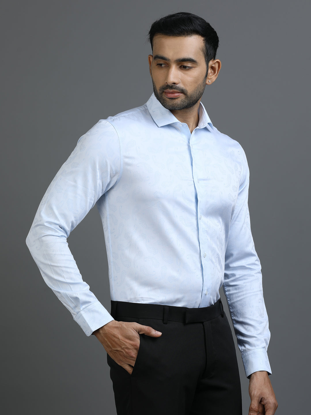 Blue Jacquard Giza Shirt