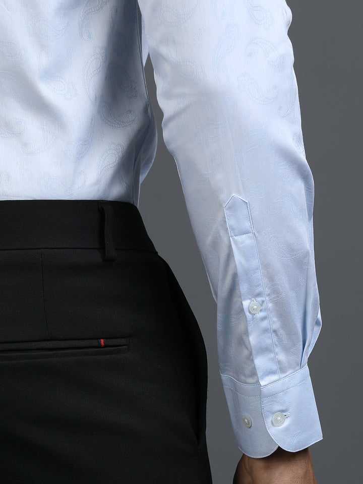 Blue Jacquard Giza Shirt