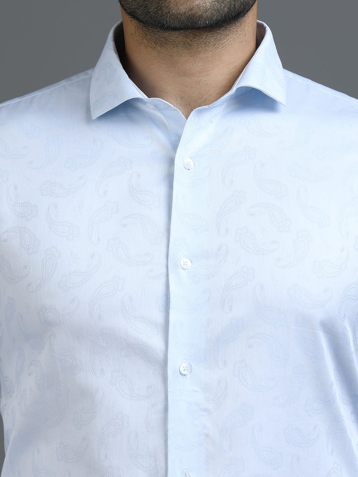 Blue Jacquard Giza Shirt